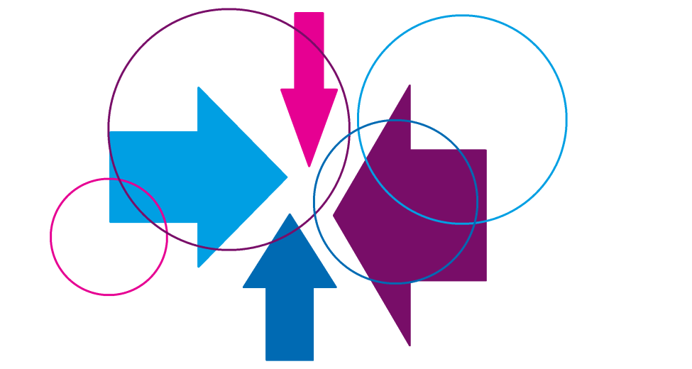 pijlen en cirkels in kleuren